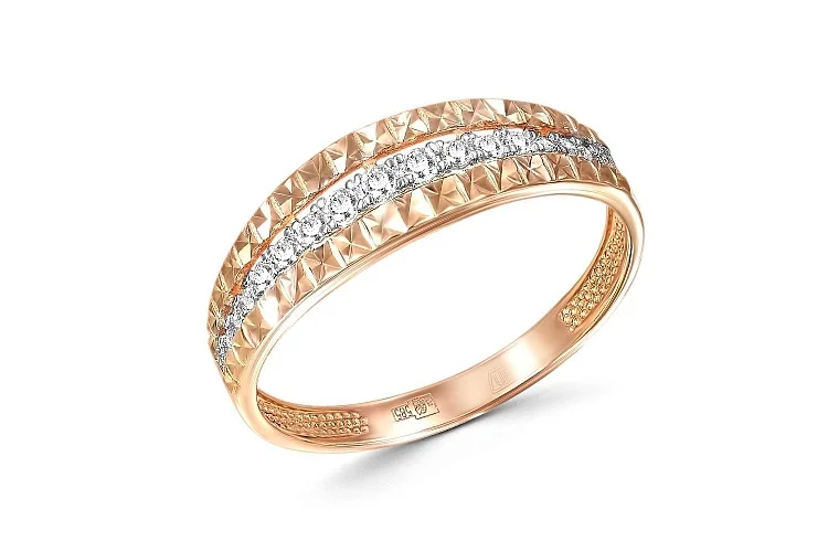 Кольцо Дорожка из красного золота с 17 фианитами