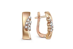 Серьги из красного золота с 14 фианитами