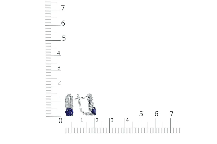 Серьги из белого золота с 2 корундами и 18 бриллиантами
