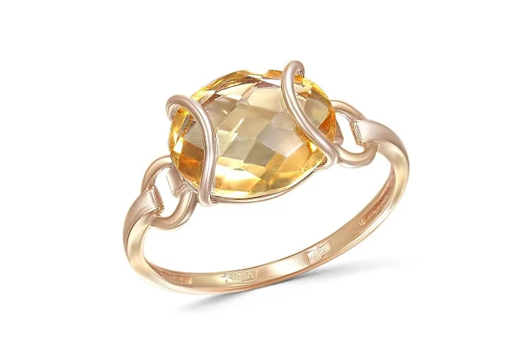 Кольцо из красного золота с цитрином