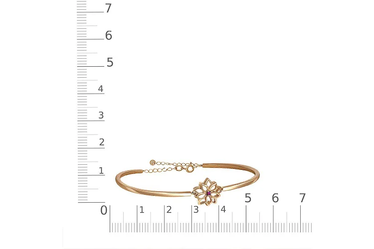 Браслет Цветок из красного золота с корундом