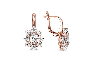 Серьги Цветы из красного золота с 18 фианитами