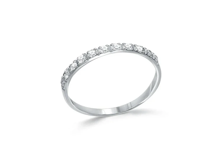 Обручальное кольцо Дорожка из белого золота с 13 бриллиантами