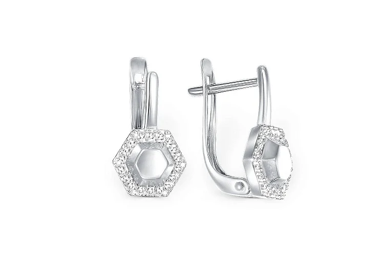 Серьги из белого золота с 36 фианитами