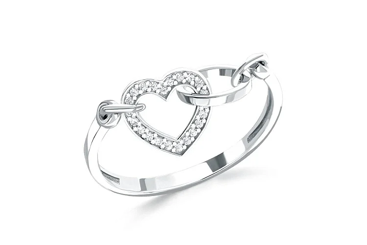 Кольцо из белого золота с 20 фианитами