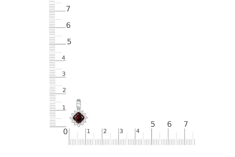 Подвеска из белого золота с гранатом и 12 фианитами