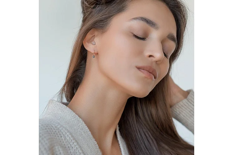 Серьги из красного золота с 2 сапфирами