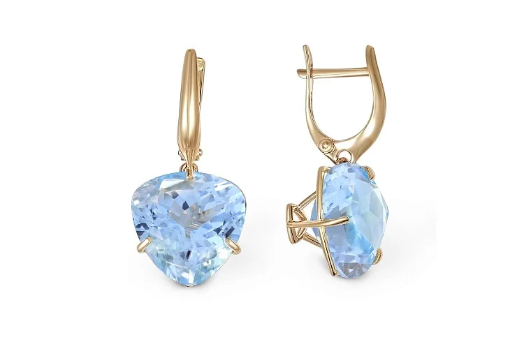 Серьги из красного золота с 2 топазами sky