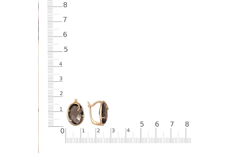 Серьги из красного золота с 2 раухтопазами