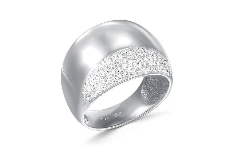 Кольцо из белого золота с 78 фианитами