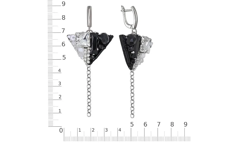 Бижутерные серьги Домино черно-белый