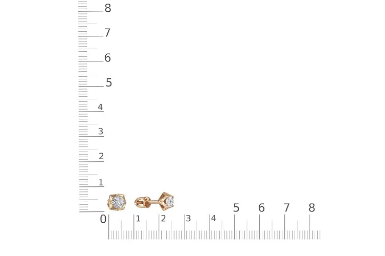 Серьги-пусеты из красного золота с 2 бриллиантами