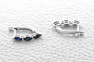 Серьги из белого золота с 6 сапфирами