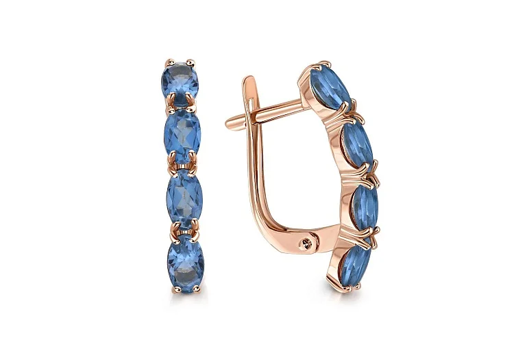 Серьги Дорожки из красного золота с 8 топазами лондон