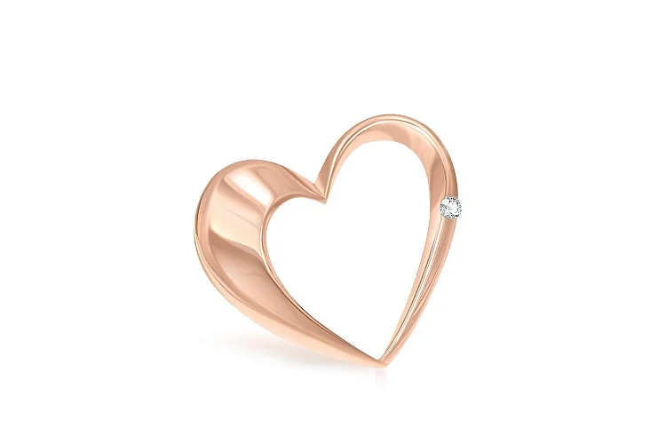 Подвеска Сердце из красного золота с бриллиантом