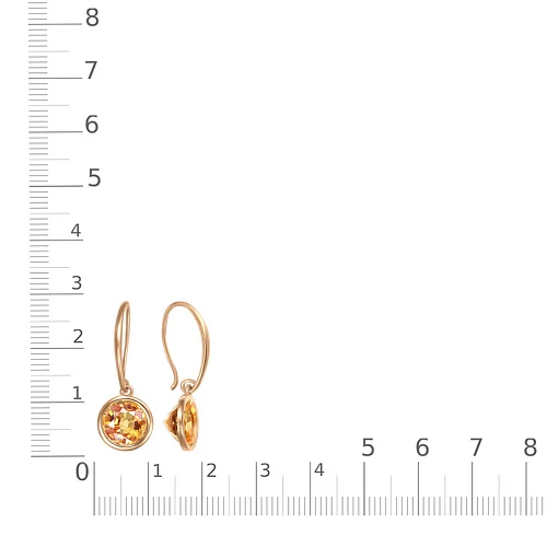 Серьги из красного золота с 2 цитринами