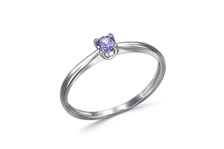 Кольцо из белого золота с танзанитом