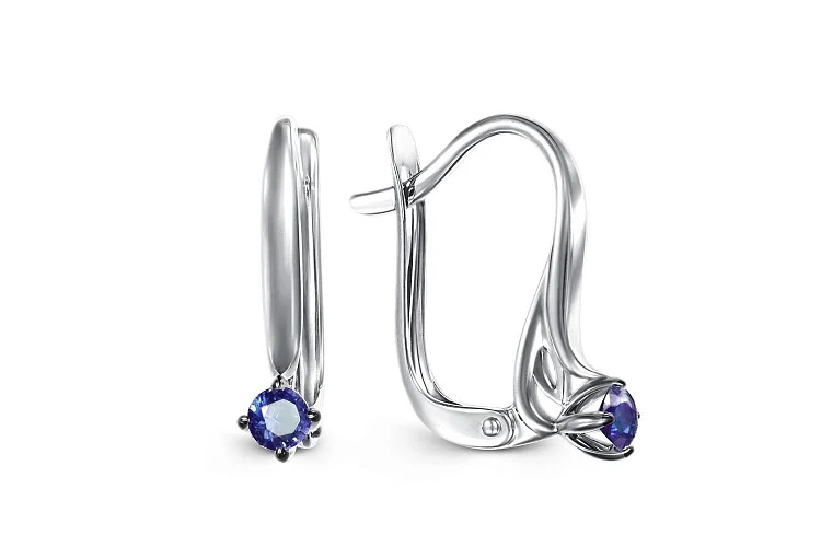 Серьги из белого золота с 2 сапфирами