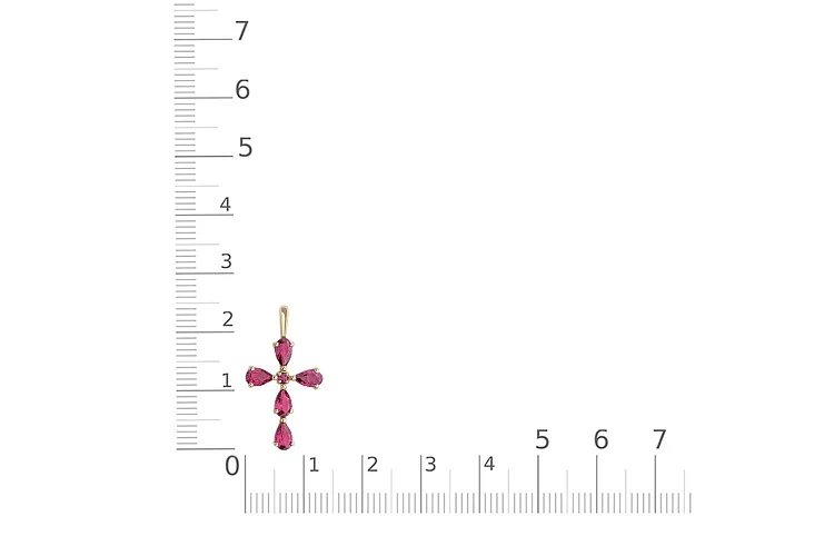 Крест из жёлтого золота с 6 рубинами