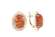 Серьги из красного золота с янтарём