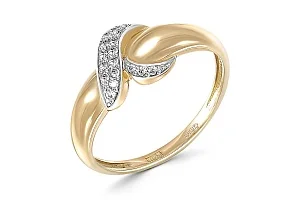 Кольцо из жёлтого золота с 17 фианитами