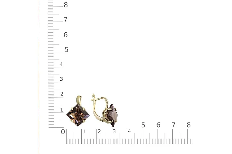 Серьги из жёлтого золота с 2 раухтопазами