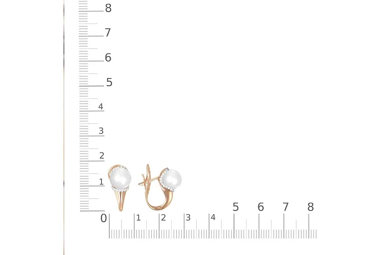 Серьги из красного золота с 2 жемчужинами и 60 бриллиантами