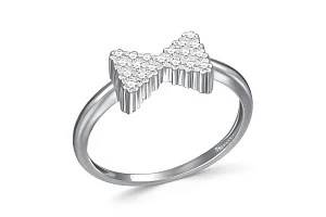 Кольцо Бантик из белого золота с 19 бриллиантами