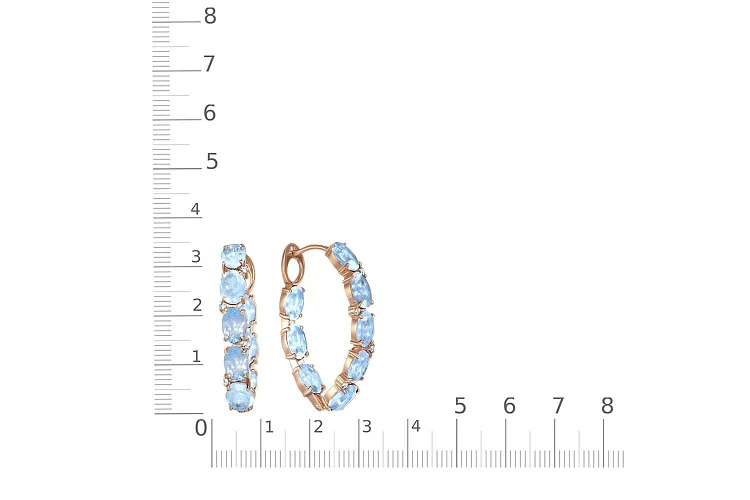 Серьги из красного золота с 16 топазами sky и 8 фианитами