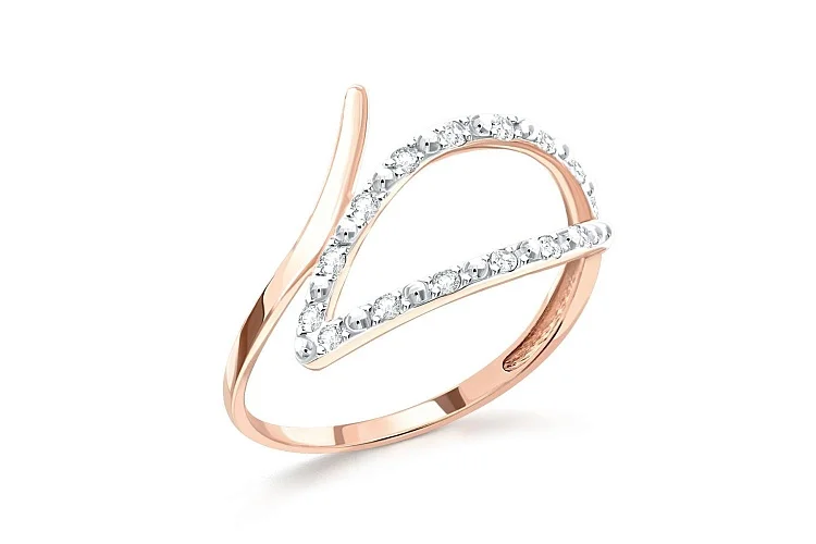 Кольцо из красного золота с 17 бриллиантами