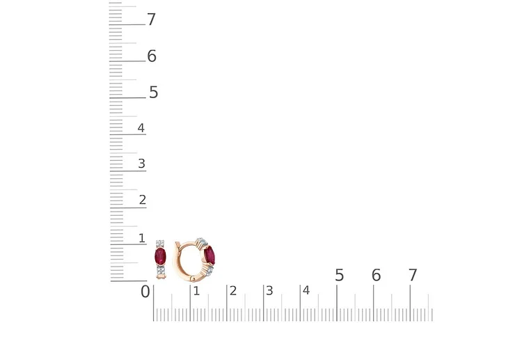 Серьги из красного золота с 2 рубинами и 16 бриллиантами