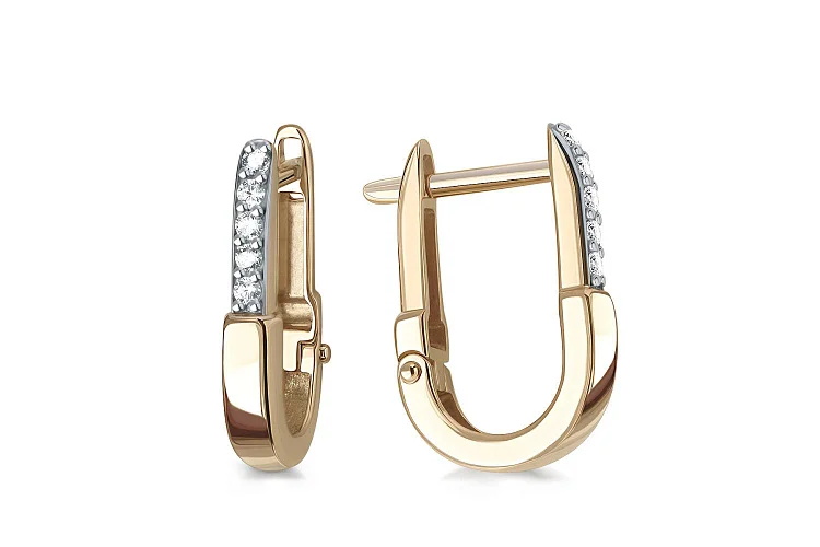 Серьги из жёлтого золота с 10 фианитами