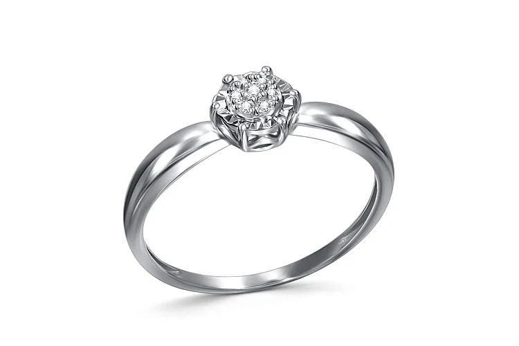 Кольцо Малинка из белого золота с 7 бриллиантами