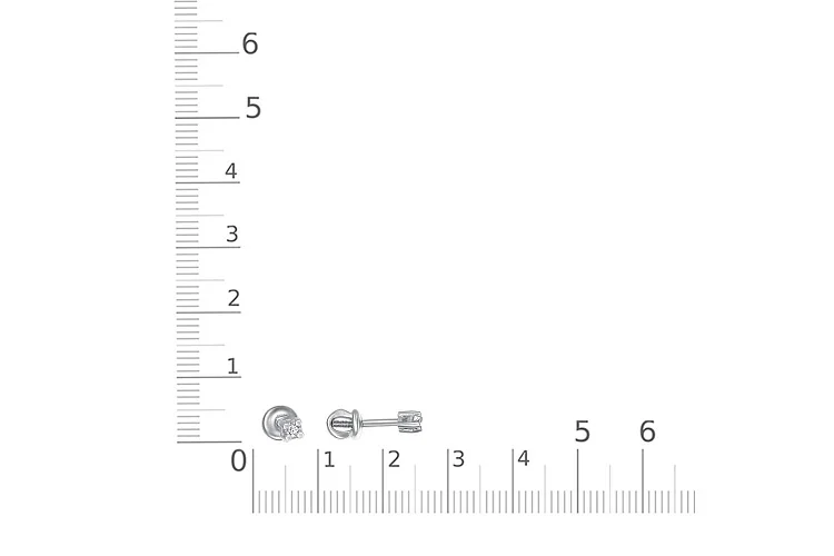Серьги-пусеты из белого золота с 2 фианитами