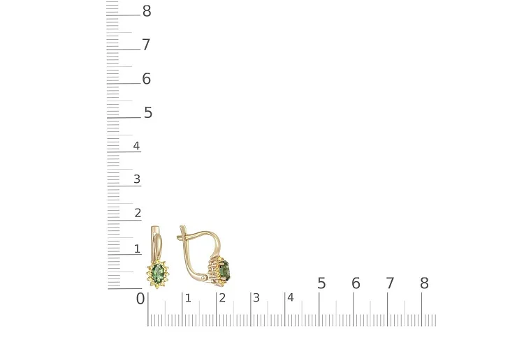 Серьги из жёлтого золота с 2 апатитами и 24 сапфирами