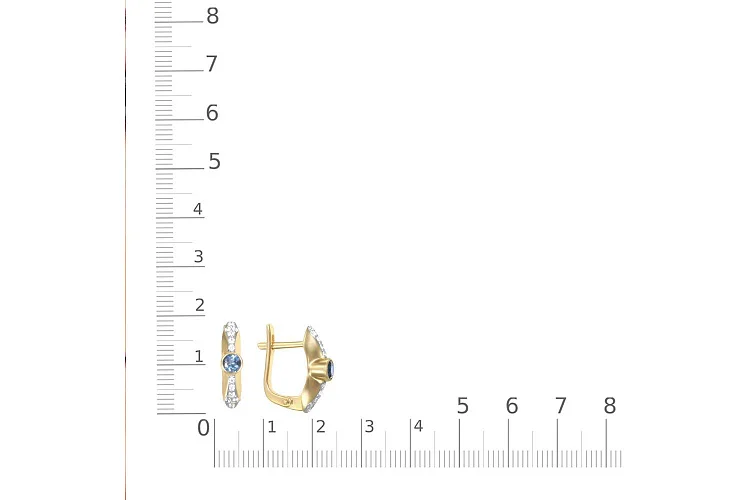 Серьги из жёлтого золота с 2 топазами лондон и 24 фианитами