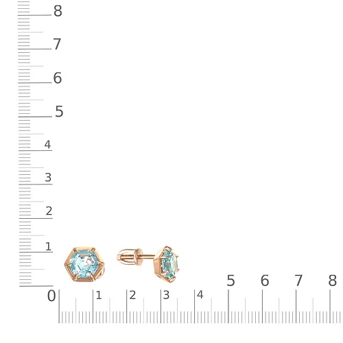 Серьги-пусеты из красного золота с 2 ситаллами