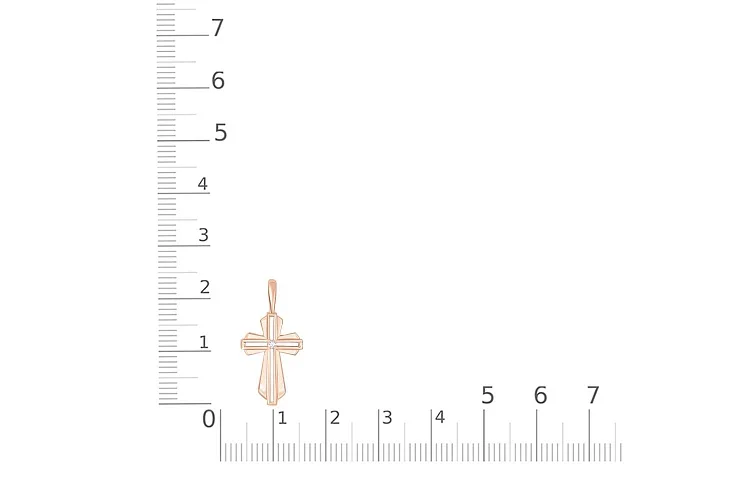 Крест из красного золота с бриллиантом