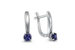 Серьги из белого золота с 2 корундами