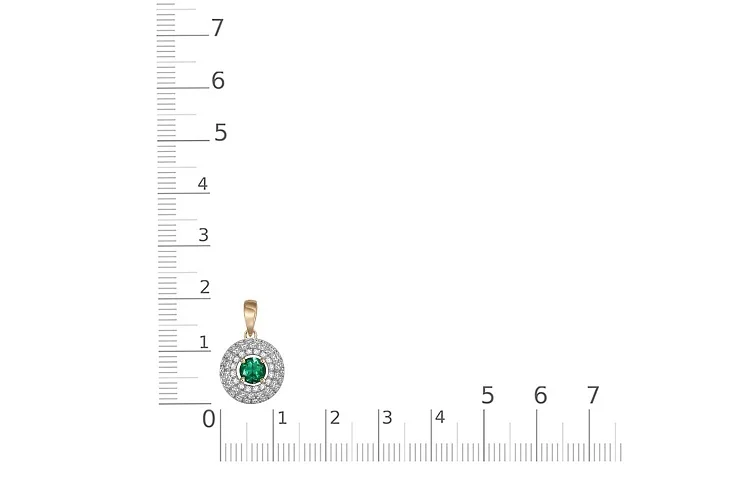 Подвеска из жёлтого золота с изумрудом и 56 бриллиантами