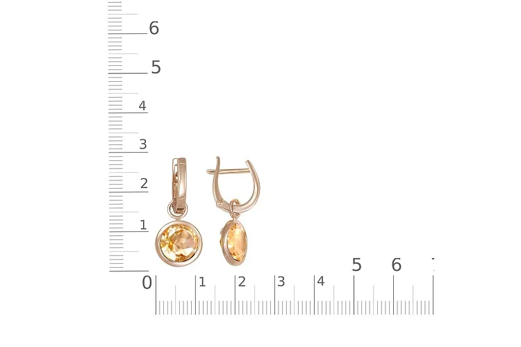Серьги-трансформеры из красного золота с 2 цитринами