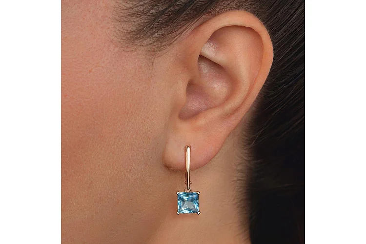 Серьги из красного золота с 2 топазами swiss