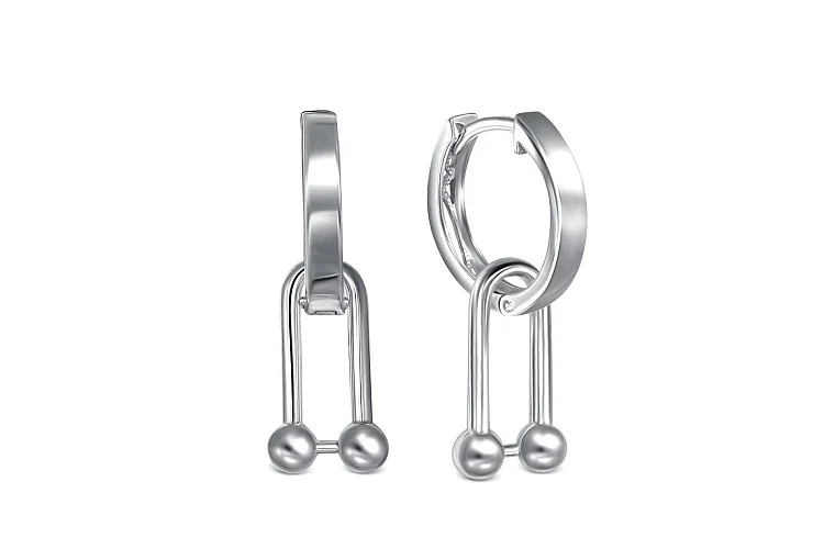 Серьги-трансформеры из белого золота без вставок