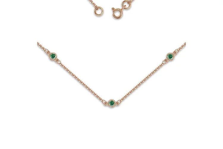 Колье из красного золота с 3 изумрудами