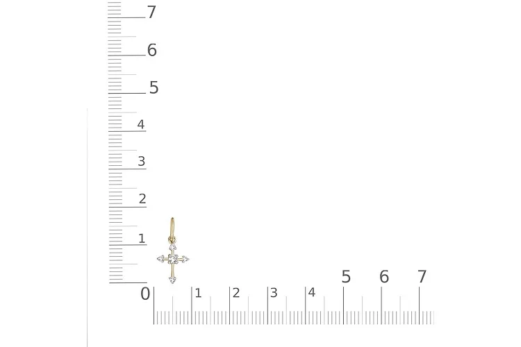 Крест из жёлтого золота с 5 фианитами