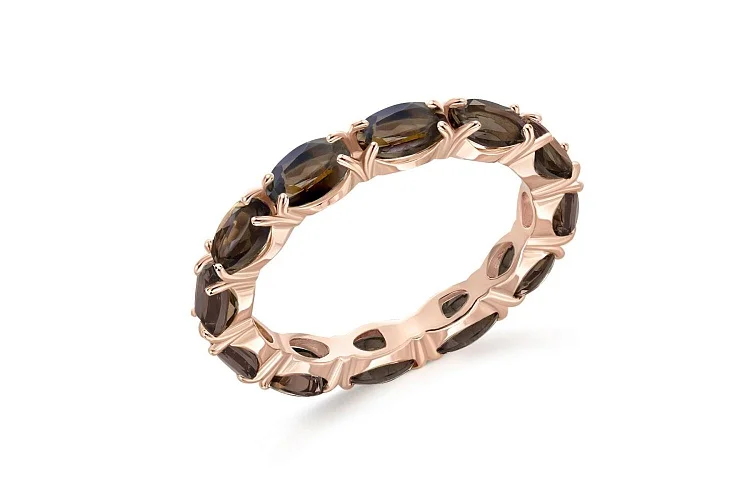 Кольцо Дорожка из красного золота с 12 раухтопазами