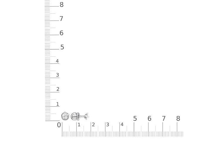 Серьги-пусеты Цветы из белого золота с 2 бриллиантами