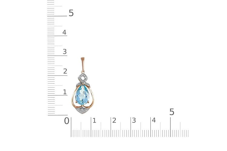 Подвеска из красного золота с топазом sky и 24 фианитами