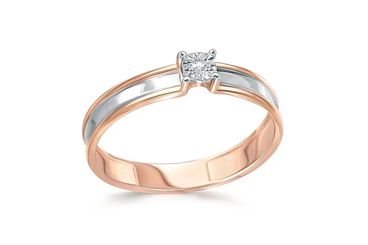 Кольцо из красного золота с бриллиантом