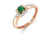 Кольцо из красного золота с изумрудом и 46 бриллиантами